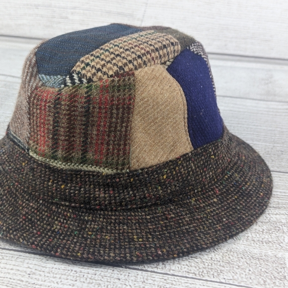 Hanna Hat Tweed Walking Hat Patch Work Multicolor Wool Made in Ireland Sz Small - Picture 5 of 9